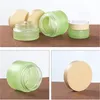 20ml 30ml 40ml 60ml 80ml 100ml 120ml Frosted Green Glass Bottle Cream Jar with Wood Lid Lotion Spray Pump Bottles Portable Refillable Cosmetic Container for Travel