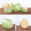 20 ml 30 ml 40 ml 60 ml 80 ml 100 ml 120ml Frosted Green Glass Fles Cream Jar met Hout Lid Lotion Spray Pump Flessen Draagbare Hervulbare Cosmetische Container voor Reizen