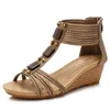 Sandals Wedge Heel Dames Outer Wear Sexy Sweet Shoes Achter Rits Dikke Bodem Romein