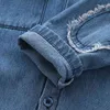 Lente Herfst 2 3-6 8 10 12 jaar Kinderen Tops Kleding Turndown Collar Lange Mouw Pocket Baby Kinderen Denim Shirts voor Jongens 210529