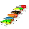 65mm 7g Popper Hook Hard Baits & Lures 8# Treble Hooks 6 Colors Mixed Plastic Fishing Gear 6 Pieces / Lot WHB-97