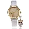 Fashion Lovely Owl Pendant serpentine Leather Watches Wholesale Women Ladies Female Dress Casual Leisure Love Heart Wristwatches Clock