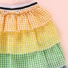 Retailwhole girl colourful plaid dress tracksuit Clothing Sets 2pcs set bow vest toppleated skirt girls outfits children Des2871885