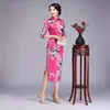 Lake Blue Half Sleeve Chinese Traditional Women Qipao Classic Peacock Long Vintage Gown Cheongsam Sexy Dress Plus Size 5XL 6XL Casual Dresse