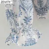 Kobiety Moda Floral Print Przezroczysty Organza Bluzka Kobieta Rękaw Puff Koronki Smock Koszula Chic Lato Topy LS9230 210416