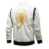 Men's Motorcycle Leather Jacket Embroidered Scorpion Leisure Bomber Black Stand Collar PU Jacket For Autumn 220115