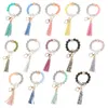 NEWSilicone Beaded Bangle Keychain with Tassel for Women Party Favor, Wristlet Key Ring Bracelet RRD12095