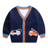 2021 Höst vinter Ny tröja singel-breasted Boys and Girls Cardigan Baby Coat Jacket Cartoon Party Toddler Kläder Tröjor Y1024