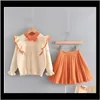 Baby Baby Maternità Drop Delivery 2021 Set a due pezzi per ragazze Set di abbigliamento Autunno Inverno Ragazza carina Maglioni lavorati a maglia Gonne Vestito per bambini Bambini