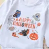 Ensembles de vêtements pour bébés Tenues pour filles Vêtements pour bébés Costumes d'Halloween Printemps Automne Coton Barboteuses à manches longues Pantalons évasés Pantalons Bandeaux