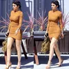 Długie rękaw Slim Party Dress Sexy Club Brown Vestido Kobiety Winter Sukienki Kylie Skin Tight Faux Suede Bodycon Dress 210419