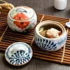 Skålar japanesestyle keramisk gryta med lock ångare vattentätt hushåll hög temperaturbeständig foder liten lb701057416108