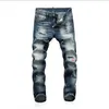 Hommes Rips Stretch Jeans Noir Mode Slim Fit Lavé Motocycle Denim Pantalon Panneaux Hip HOP Pantalon # 601