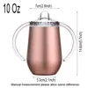 Multicolor Stainless Steel Sippy Water Mugs Egg Shape Double Handle Thermos Cup Kids Milk Training Tumbler Vacuum Insulation Bottle 10oz Gift HY0007