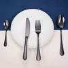 Tablewellware посуда черные столовые приборы набор из нержавеющей стали столовые приборы коробки вилки ножи ложки 24 шт. Ужин набор кухонной ложки 211108