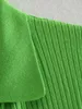 Abito estivo da donna POLO colletto senza maniche lavorato a maglia con risvolto verde monopetto 210529