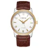 Relojes de pulsera Reloj de lujo Carfenie Simple Malla ultrafina Oro Relojes de acero inoxidable Unisex Moda de negocios Hombres Mujeres Reloj Reloj Mu