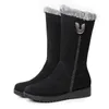 2021 Women's Winter Snow Boots Bekväm och varm Tjock Sole Medium Tube Ull Bomull-Padded Skor 35-41