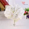 Flores decorativas de noiva Bouquet Crystal Roses Rosas de Bridesmaid Bouquet Bridal Artificial Flor Silk Strass Decoração de Pearl 2127 V2