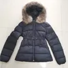 Women's Down & Parkas Women Nylon Short Jacket Zipper Closure Belt Pockets Thick Warm Coat Italy Designer Woman Fur Hood Winter Outwearq1ds