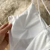 Seksi Düşük Kesim V Yaka Dantel Mini Elbise Beyaz Siyah Dekorasyon Strappy Criss-Cross Ince Club Parti Yaz Chic 210603