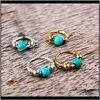 Rings & Studs Body Drop Delivery 2021 Female Women Circle Ring With Green Bead Nose Stud Ear Cuff Sier Gold Colors Jewelry Gift