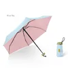 Mini paraguas plegable de cinco bolsillos con protección UV, sombrilla plegable de viaje, paraguas ligero plano