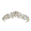 Handgemaakte kristallen bruiloft haaraccessoires Strass Tiara Bruidshoofdband Kronen Hoofddeksel Heldere parels voor avond Party212N