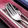 Stainless Steel Flatware Set Portable Cutlery Set For Outdoor Travel Picnic Dinnerware Set Metal Straw With Box And Bag Utensil RRB13800
