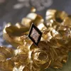 Cluster Rings Original Design Geometric Rhombus Drop Oil Opening Adjustable Ring Retro Light Luxury Charm Lady Brand Silver Jewelry