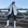 Nouveau design européen mode femmes couleur blanche coton rembourré doublure épaississement chaud fausse fourrure moyen long manteau parka casacos SML