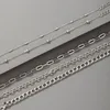 5pcs / sätter ins tjocka kedjearmband för kvinnor charms silverfärg legering metall ihåliga geometri justerbara smycken
