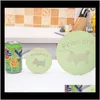 Mats Pads Decoration Accessories Kitchen, Bar Home & Garden Drop Delivery 2021 Cute Cartoon Cup Insulation Wooden Coaster Kitchen Anti Scald