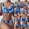 Bleu cravate-teinture Bikini ensemble Vintage maillot de bain femmes taille haute maillots de bain femme Bandeau maillot de bain sport Bikinis 2021 Mujer Biquini femmes