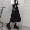 Gothic High Waist Cargo Kjolar Kvinna Harajuku Lös A-Line Pocket Midi Lång Svart Skirt Hip Hop Fashion Streetwear Oversize 210619