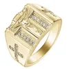 Jesus cross ring cz diamond gold plated European and American fashion rings