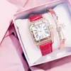 Kobiety Diamond Watch Luksusowy Starry Bransoletka Zestaw Zegarki Panie Casual Skórzany Pasek Kobiet Kwarcowy Wrist Watch Zegarek Damski