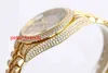 High quaity shiny diamonds watches yellow gold case 41mm Arabic numbers automatic men smooth hands wristwatch stainless steel material bling stones