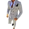 Mäns kostymer Blazers Veiai 2021 Fashion Lattice Suit Slim Fit Prom Bröllop för Män Brudgum Tuxedo Jacka Byxor Set Custom White Casual