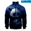 Mäns jackor Män 2022 Roliga Panda 3D -stativ Collar Zipper Jacket Kvinnor/män Långärmad avslappnad trendig style streetwear djurkläder