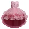 Дети платье элегантный бисером цветок девушки принцесса пачка вечеринка для детской рождественской одежды 3-10 y 210508