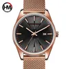 Design Stainless Steel Mesh Band Luxury Men Quartz-Watch Vattentät Kalender Top Märke Mode Armbandsur Relogio Masculino 210527