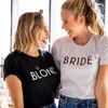 Noiva Loira Morena Tshirt Bachelorette Dama de Bachelorette Ulzzang Tops Mulheres Estéticas Festa de Casamento T-shirt das Mulheres