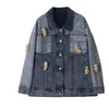Beer Doll Denim Jacket Dameskleding Modejassen Streetwear Lange Mouw Stitching Design Splicited Top 16W62505 210510