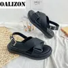 Hakken Slippers Dame Zomer Dames Wedge Mid Slippers Sandalen Schoenen Slingback Casual gespen Peep Toe Femme