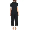 Joyaria Pyjama Ensemble Femmes Col En V Manches Courtes Tops avec Pantalon Ensemble De Vêtements De Nuit Sexy Dentelle Pyjamas Femmes Pijamas Femmes Vêtements De Nuit Q0706