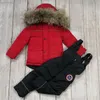 Conjuntos de roupas Boys Inverno Down Jacket Meninas Casaco Kids Thicken Natural Parka Toddler Snowsuit com pele natural 2-8years -30Degree