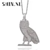 Hip Hop Iced Out Retro Owl Zircon Pendant Long Necklace Tide Brand Animal Bling Jewelry Gift305V