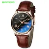 Wristwatches 2021 SANDA Luminous Quartz Watch Men Watches Business Black Leather Wristwatch Luxury Male Clock Geneva Relogio Masculino