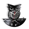 Night Owl Vinyl Record Orologio da parete Camera dei bambini Nursery Room Bird Artwork Decor Album vintage Orologio da record riproposto Orologi H1230